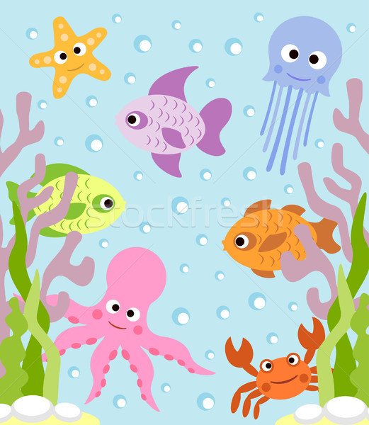 Background with sea animals Stock photo © Dimpens