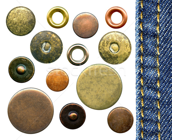 Ayarlamak Metal kot düğmeler yalıtılmış Stok fotoğraf © Dinga