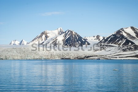 Panorama of glacier above the sea with mountains behind, Svalbar Stock photo © dinozzaver