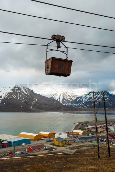 Starych kabel samochodu węgiel transport Norwegia Zdjęcia stock © dinozzaver
