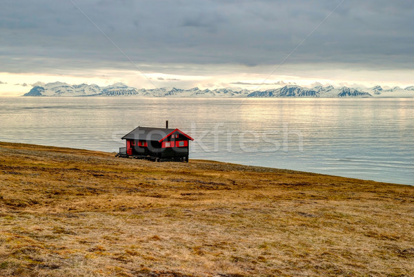 Lonely house at the coast near Longyearbyen, Svalbard Stock photo © dinozzaver