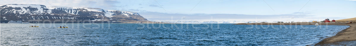 Panorama of Longyearbyen fjord in summer, Svalbard Stock photo © dinozzaver