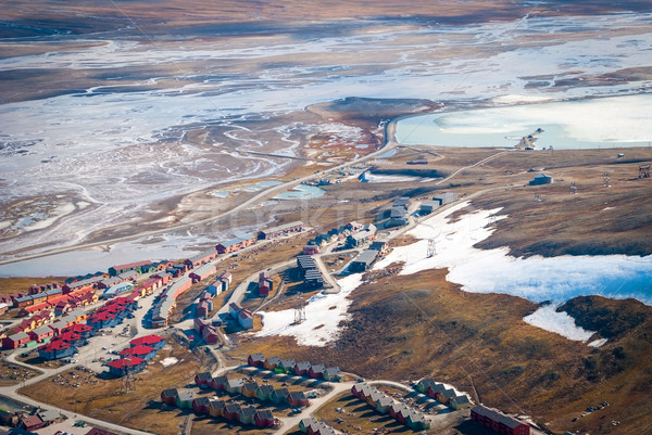 View over Longyearbyen from above, Svalbard Stock photo © dinozzaver
