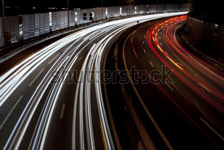 Snelweg verkeer nacht lange blootstelling auto weg Stockfoto © dinozzaver