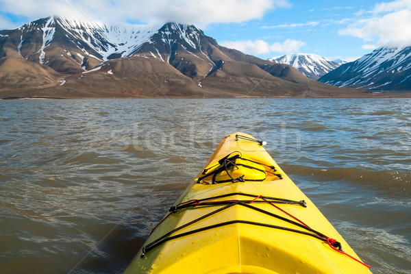 Kayaking on the sea in Svalbard, first person view Stock photo © dinozzaver