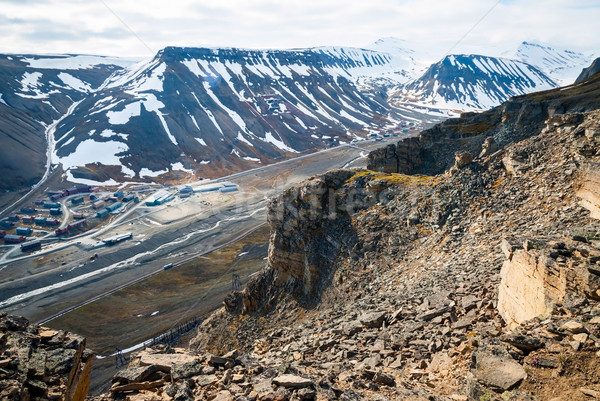 View over Longyearbyen from above, Svalbard Stock photo © dinozzaver