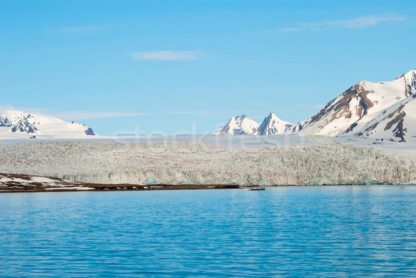 Sailing boat in front of the glacier in Svalbard, Arctic Stock photo © dinozzaver