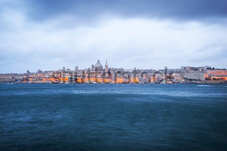 Valletta, capital of Malta at night Stock photo © dinozzaver