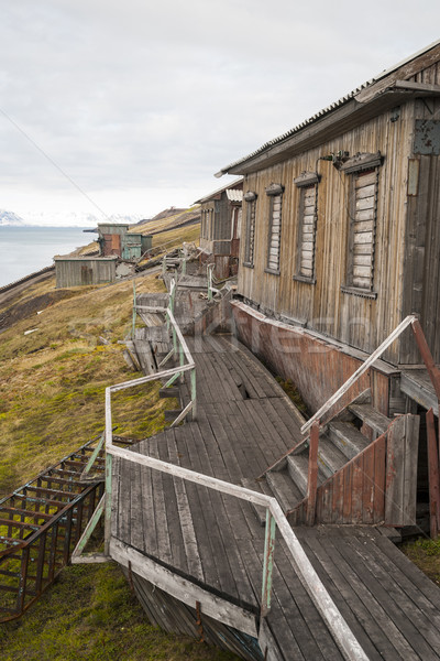 Abandoned house in Barentsburg, Russian settlement in Svalbard Stock photo © dinozzaver