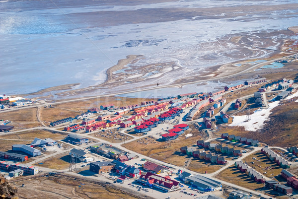 View over Longyearbyen from above, Svalbard Stock photo © dinozzaver