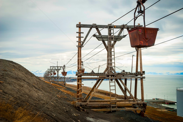Old cable car for coal transportation, Svalbard, Norway Stock photo © dinozzaver