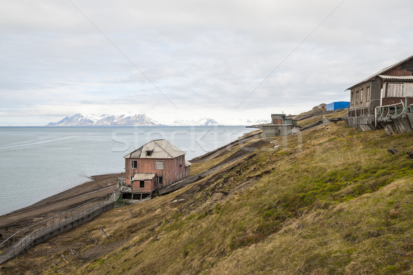 Abandoned house in Barentsburg, Russian settlement in Svalbard Stock photo © dinozzaver