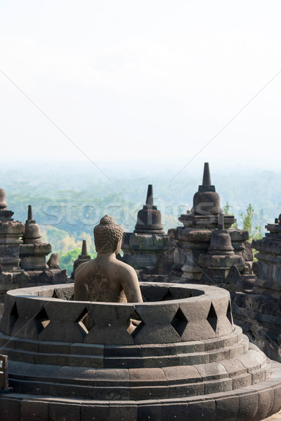 Budist tapınak Endonezya Buda görmek gün batımı Stok fotoğraf © dinozzaver