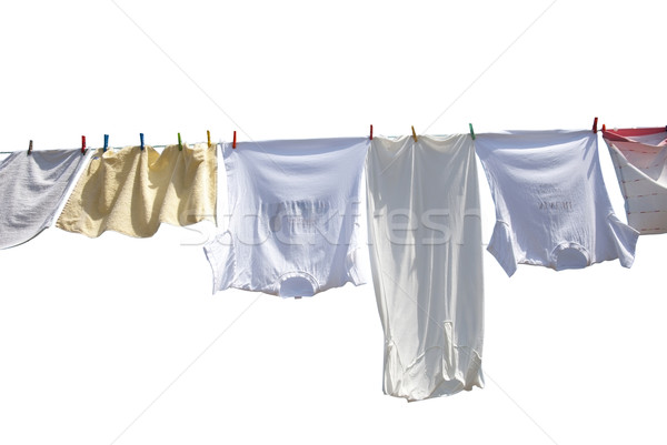 Stockfoto: Wasserij · touw · geïsoleerd · witte · buiten