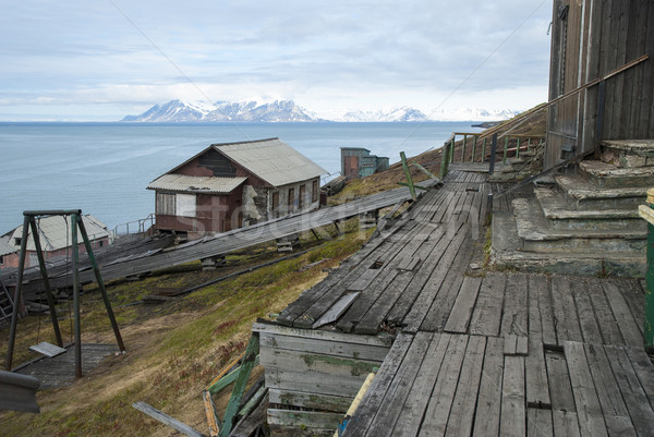 Abandoned house in Barentsburg, Russian settlement in Svalbard Stock photo © dinozzaver