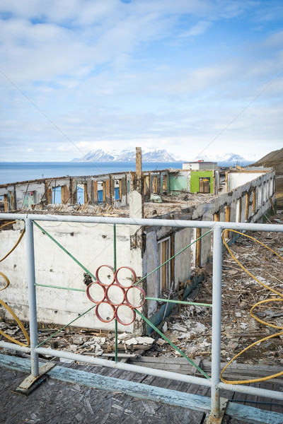 Destroyed buildings in Barentsburg, russian city in Svalbard Stock photo © dinozzaver