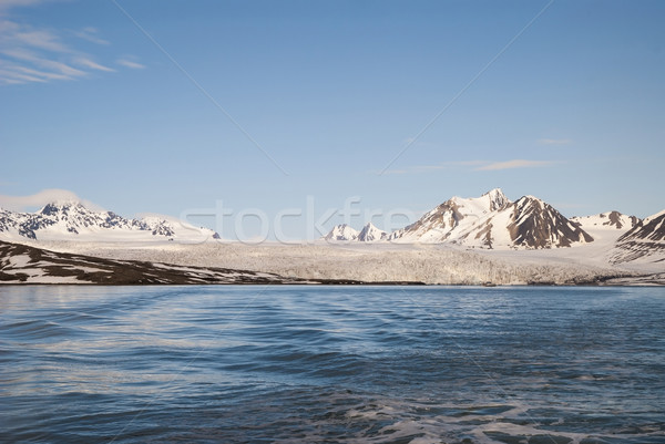Glacier above the sea and mountains behind, Svalbard, Arctic Stock photo © dinozzaver