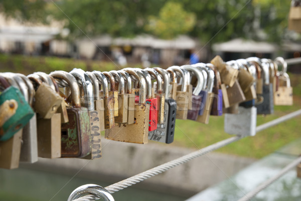 Love Locks on the Fence Stock photo © dinozzaver