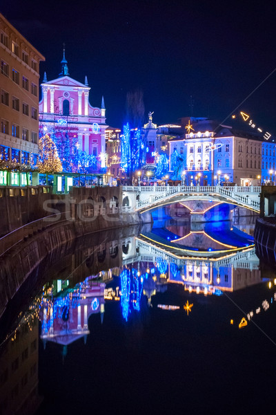 Ljubljana in Chirstmas decoration Stock photo © dinozzaver