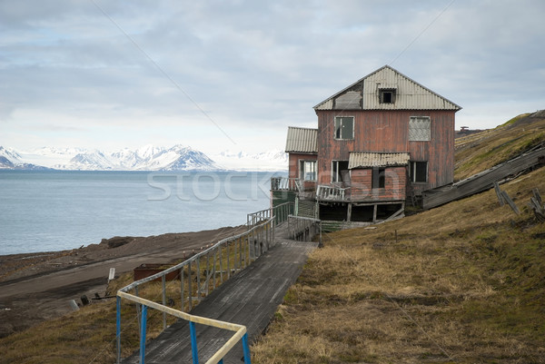 Abandoned house in Barentsburg, Russian settlement in Svalbard Stock photo © dinozzaver