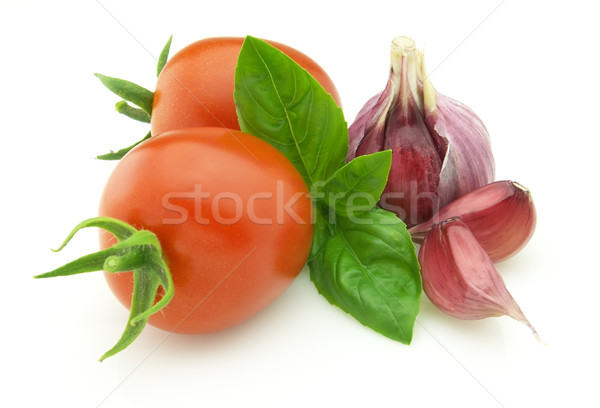 Stock photo: Tomato with garlic and basil