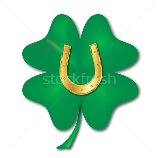 horseshoe and four leaf clover Stock photo © dip