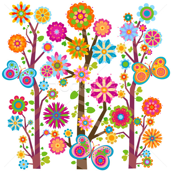 floral tree and butterflies Stock photo © dip