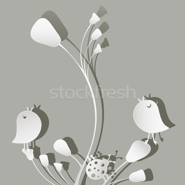Oiseaux coccinelle papier fleurs fleur arbre [[stock_photo]] © dip