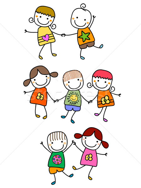 Feliz ninos ninos jugando manos escuela ojos Foto stock © dip