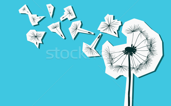 Silhuetas dandelion vento flor luz arte Foto stock © dip