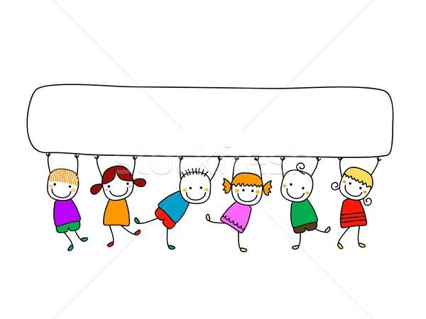 Feliz crianças bandeira mãos sorrir olhos Foto stock © dip