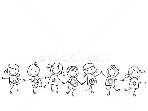 Fericit copii copiii se joacă mâini şcoală ochi Imagine de stoc © dip
