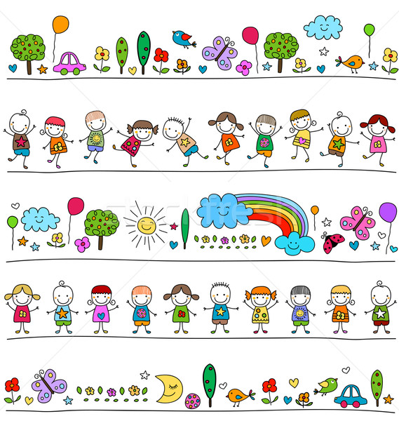 Colorido padrão crianças bonitinho natureza elementos Foto stock © dip