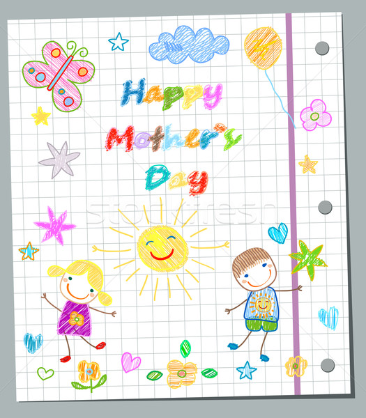 幸せな母の日 カード 花 雲 笑顔 学校 ストックフォト © dip