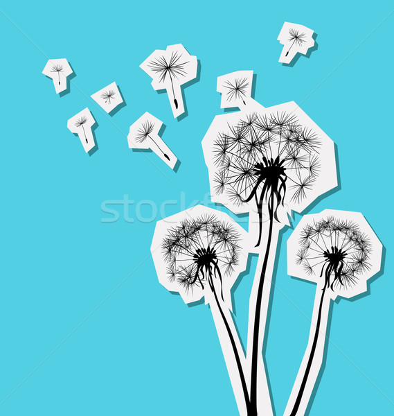 silhouettes of three dandelions in the wind Stock photo © dip
