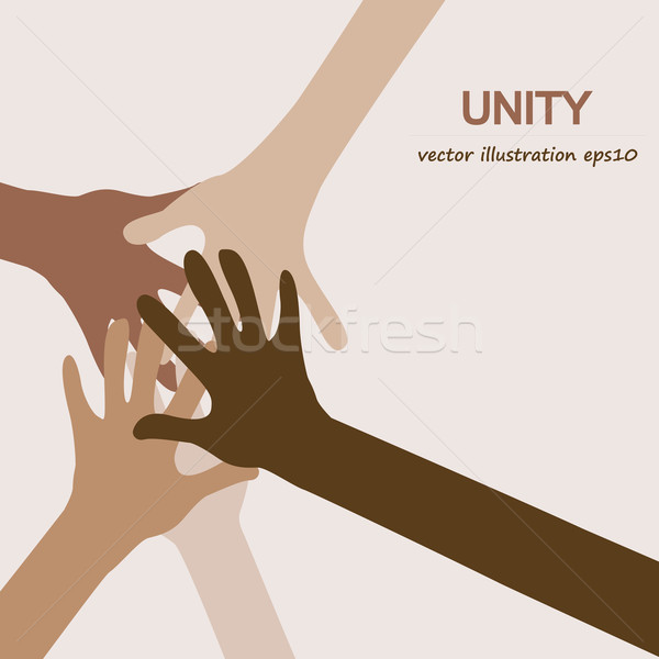 Ręce różnorodny jedność grupy zespołu kolory Zdjęcia stock © dip