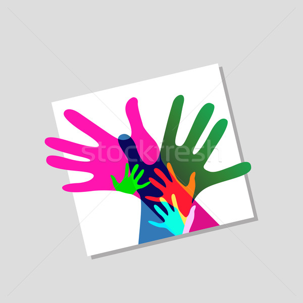 children and adults hands together, no transparencies Stock photo © dip