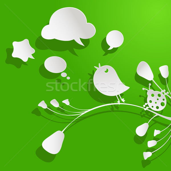 Aves burbujas discurso papel flor árbol Foto stock © dip