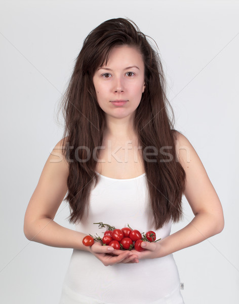 Jóvenes mujer hermosa verduras frescas alimentos saludables alimentos naturaleza Foto stock © Discovod