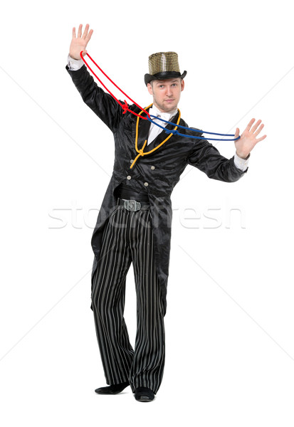 иллюзионист веревку белый фон весело молодые Сток-фото © Discovod