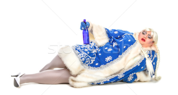 Schauspieler betrunken Schnee weiß Hintergrund Stock foto © Discovod