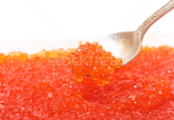 Rot gesalzen Kaviar Löffel weiß Essen Stock foto © Discovod