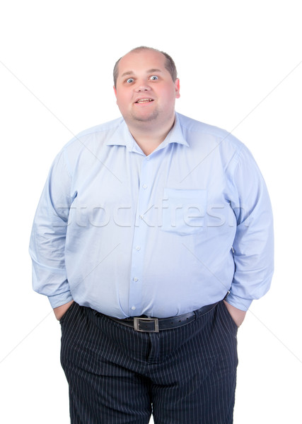 胖子 藍色 襯衫 男子 白 人 商業照片 © Discovod
