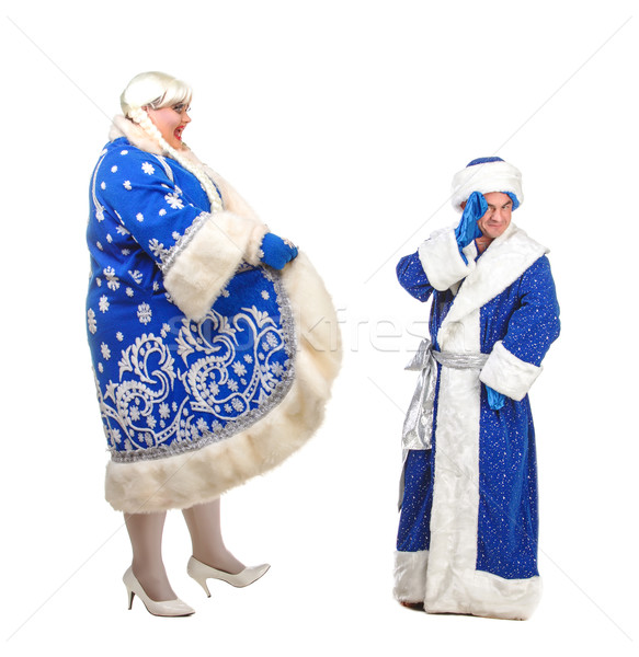 聖誕老人 雪 白 背景 藍色 商業照片 © Discovod