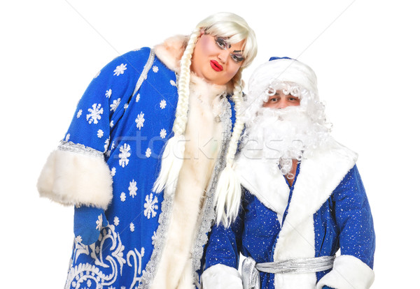 Travesty Actors Genre Depict Santa Claus and Snow Maiden Stock photo © Discovod