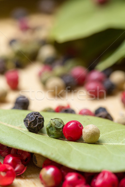 Dry bay laurel leaf with multicolored peppercorn Stock photo © Discovod