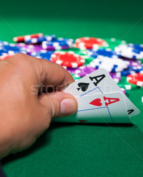Colorful poker chips and two Ace Stock photo © Discovod