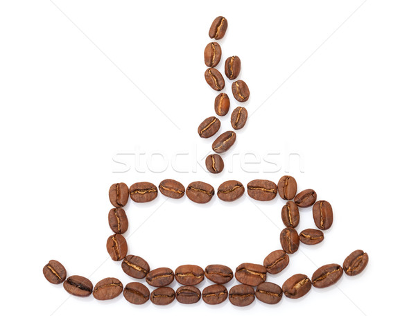 Stockfoto: Beker · koffiebonen · witte · voedsel · koffie · ontwerp