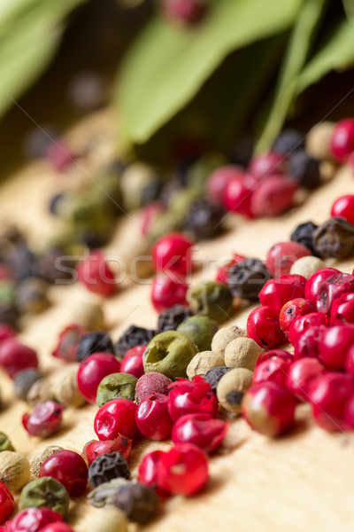Dry bay laurel leaf with multicolored peppercorn Stock photo © Discovod