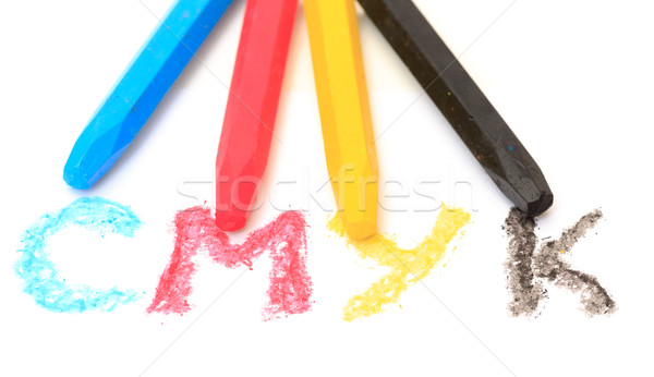 Signo pastel crayones blanco fondo grupo Foto stock © Discovod
